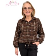 Enjoy Blouse Ruit 503674_581 Bruin